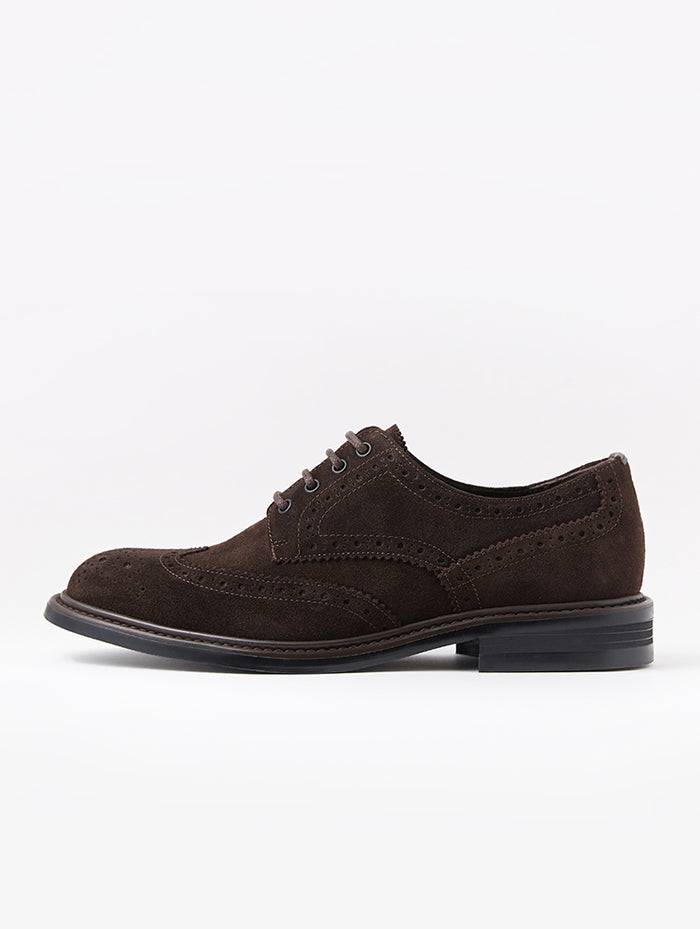 Brown Suede Wingtip Dress Shoes