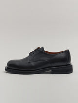 Black Leather Round Toe Laces Derby Shoes MAMAS JOSEPHT.CA