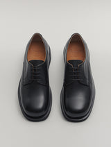 Black Leather Round Toe Laces Derby Shoes MAMAS JOSEPHT.CA