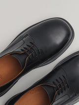 Black Leather Round Toe Laces Derby Shoes MAMAS JOSEPHT.CA