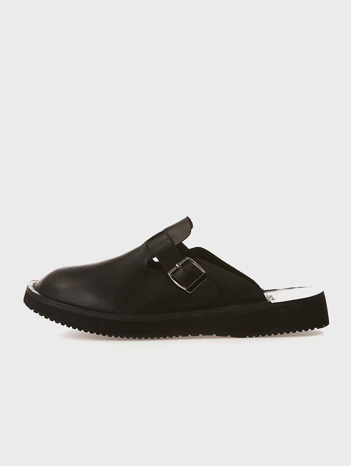 Black Leather Slippers | River | JOSEPHT.CA
