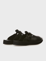 Black Leather Slippers  |  River |  JOSEPHT.CA