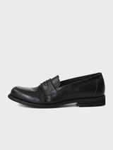 Horsehide Leather Penny Loafers | Morgan Black