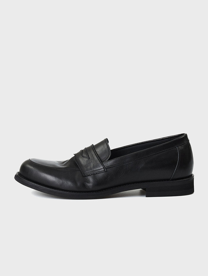 Horsehide Leather Penny Loafers | Morgan Black