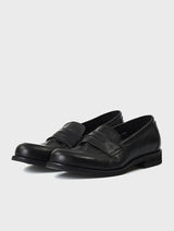 Horsehide Leather Penny Loafers | Morgan Black