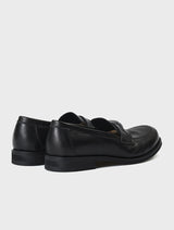 Horsehide Leather Penny Loafers | Morgan Black
