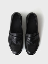 Horsehide Leather Penny Loafers | Morgan Black
