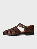 Brown Leather Fisherman Sandals | Victor