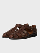 Brown Leather Fisherman Sandals | Victor