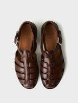 Brown Leather Fisherman Sandals | Victor
