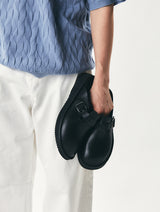 Black Leather Slippers  |  River |  JOSEPHT.CA