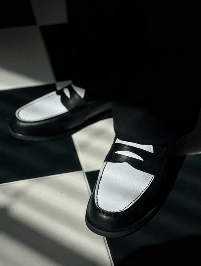 Black and White Penny Loafers Josepht