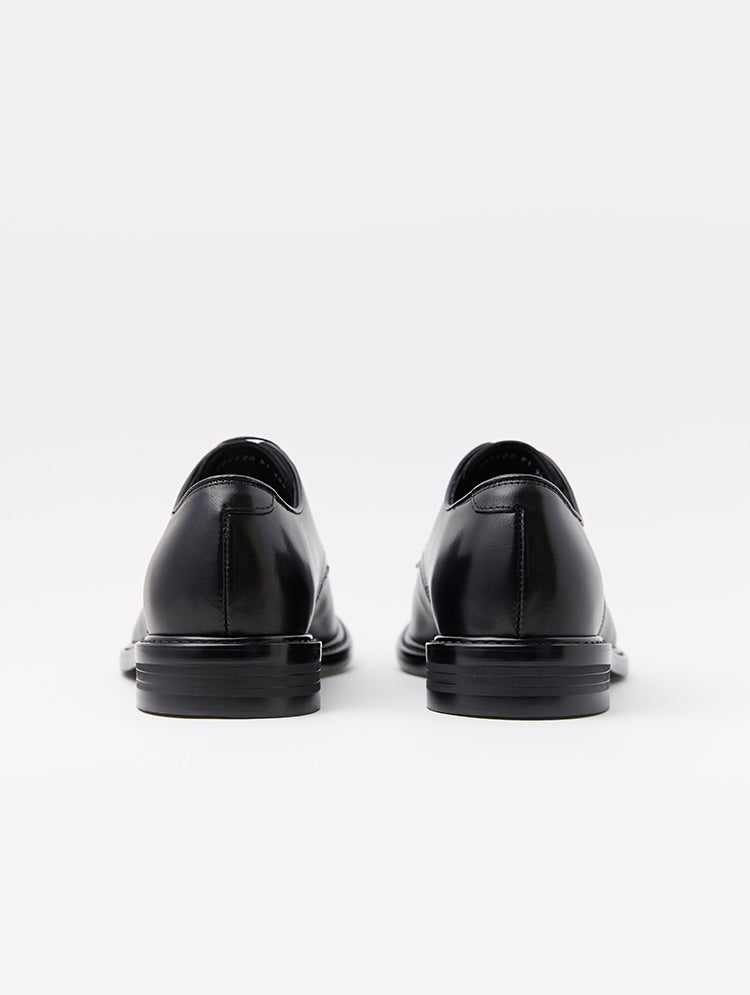 Black Round Toe Derby Shoes | LONDON | JOSEPHT.CA