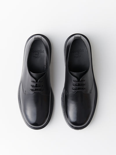 Buy Black Leather Round Toe Laces Derby Shoes | WILLIAM | JOSEPHT.CA