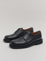Black Leather Round Toe Laces Derby Shoes MAMAS JOSEPHT.CA