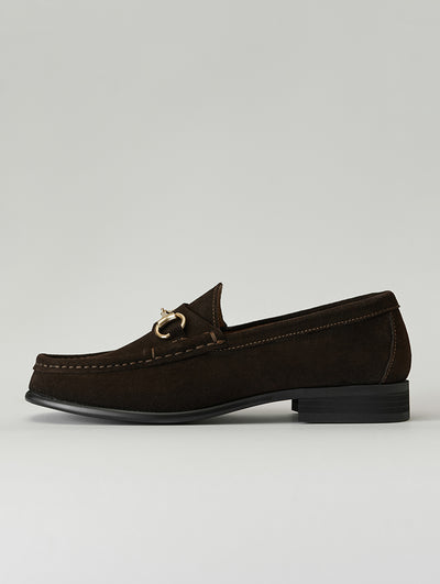 Brown Suede Leather Horsebit Loafers MILANO BROWN