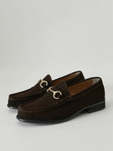 Brown Suede Leather Horsebit Loafers MILANO BROWN