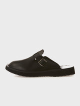Black Leather Slippers  |  River |  JOSEPHT.CA