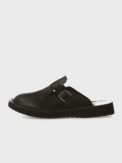 Black Leather Slippers  |  River |  JOSEPHT.CA