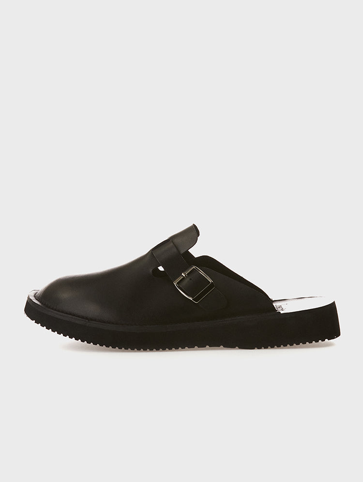 River Black Leather Slippers | JOSEPHT.CA