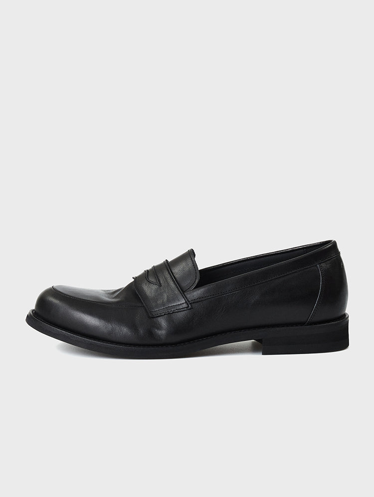 Round Toe Black Penny Loafers | Shanghai | JOSEPHT.CA