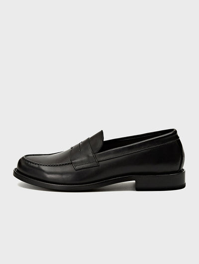 Black Italian Calf Leather Loafers | GREGORY 
