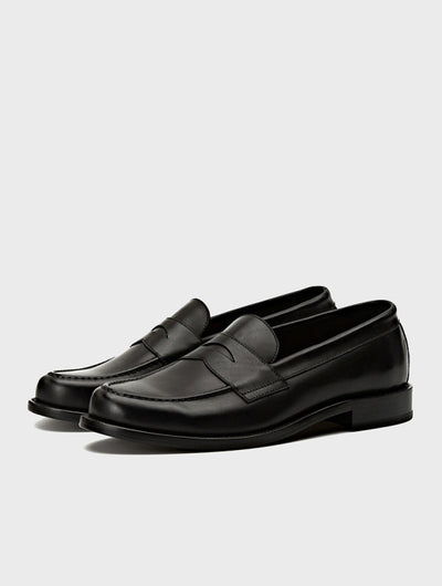 Black Italian Calf Leather Loafers | GREGORY 