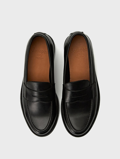 Black Italian Calf Leather Loafers | GREGORY 