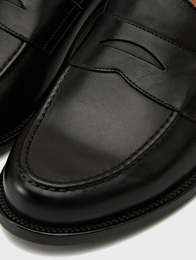 Black Italian Calf Leather Loafers | GREGORY 