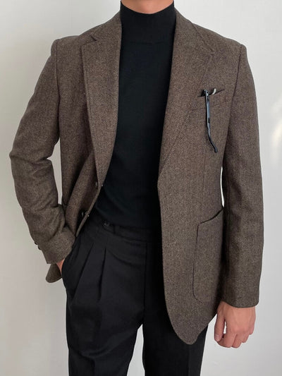 Herringbone Wool Texture Blazer