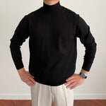 Black Fine-knit Mock Neck Sweater
