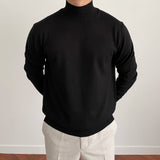 Black Fine-knit Mock Neck Sweater