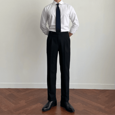 Signature Double-Pleated Suit Pants Black