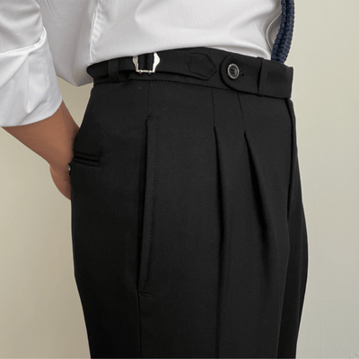 Signature Double-Pleated Suit Pants Black