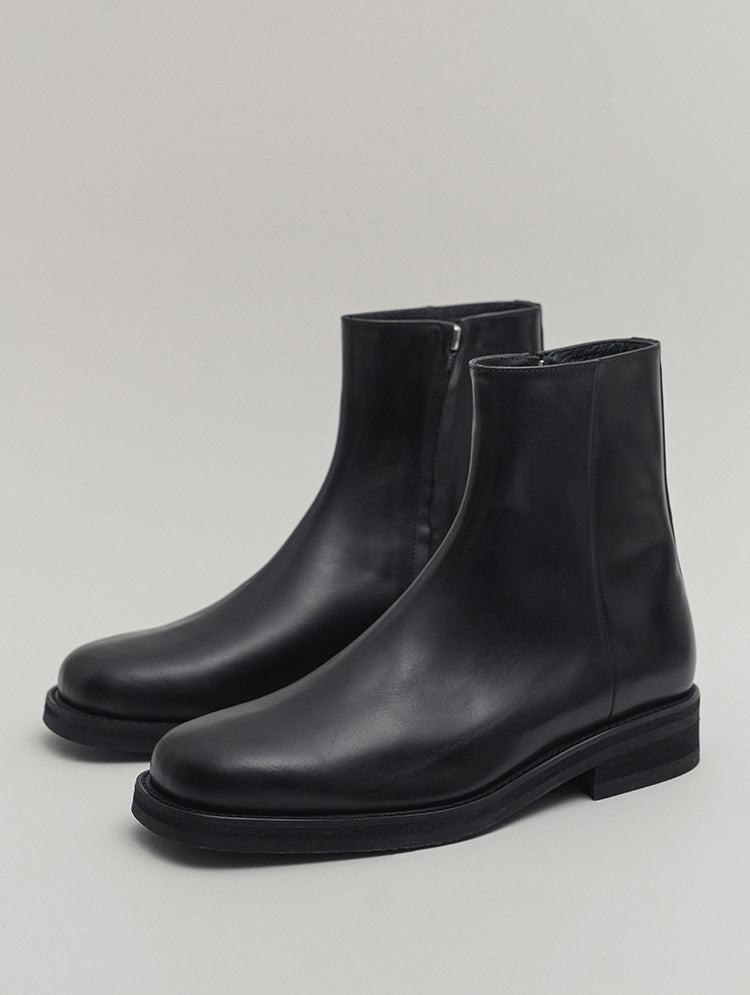 Square Toe Black Chelsea Zipper Boots | MARO | JOSEPHT.CA