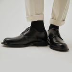 Buy Black Leather Round Toe Laces Derby Shoes | TONY | JOSEPHT.CA